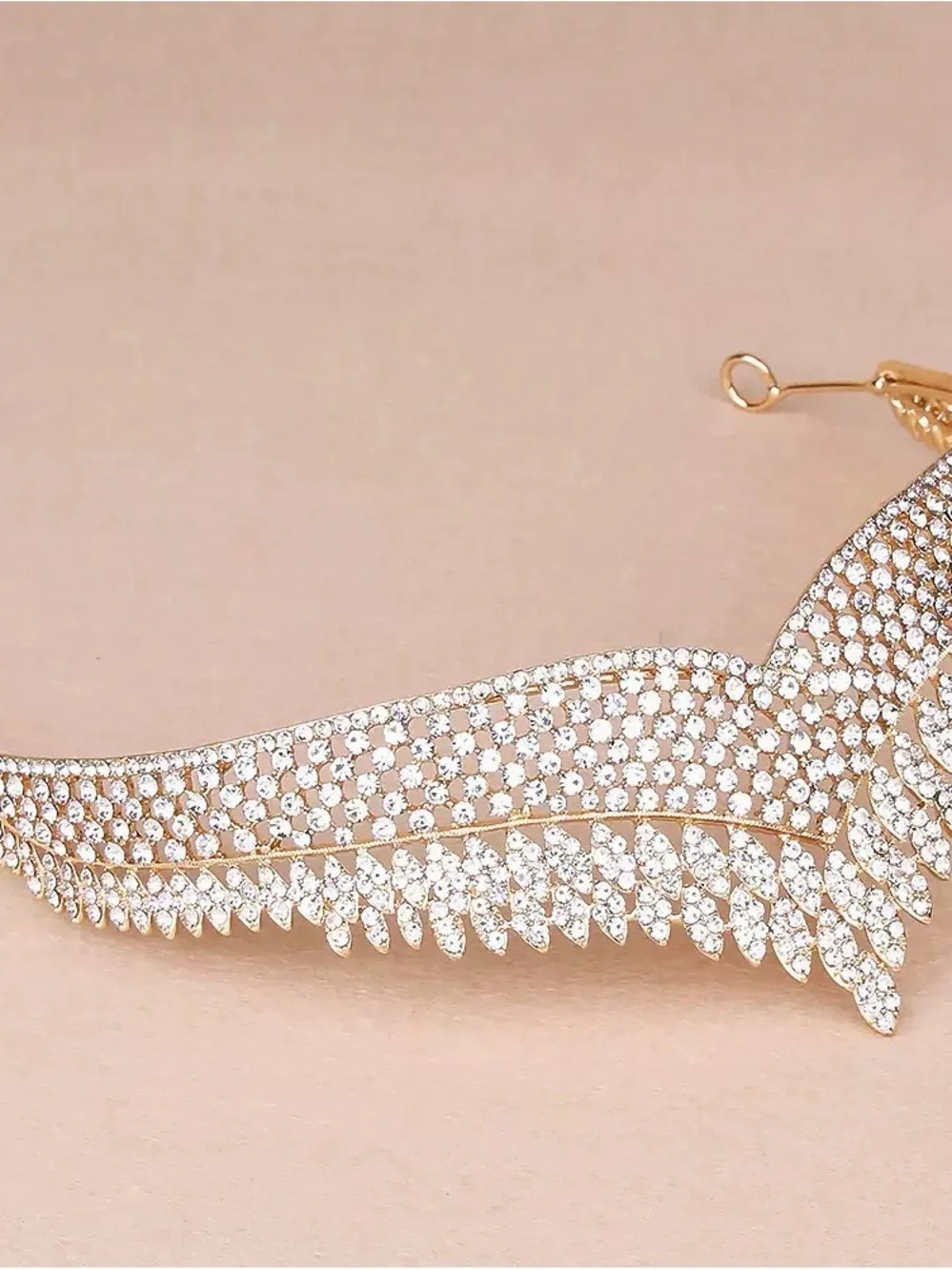 Gold Crystal Bridal Tiara with Clear Rhinestones